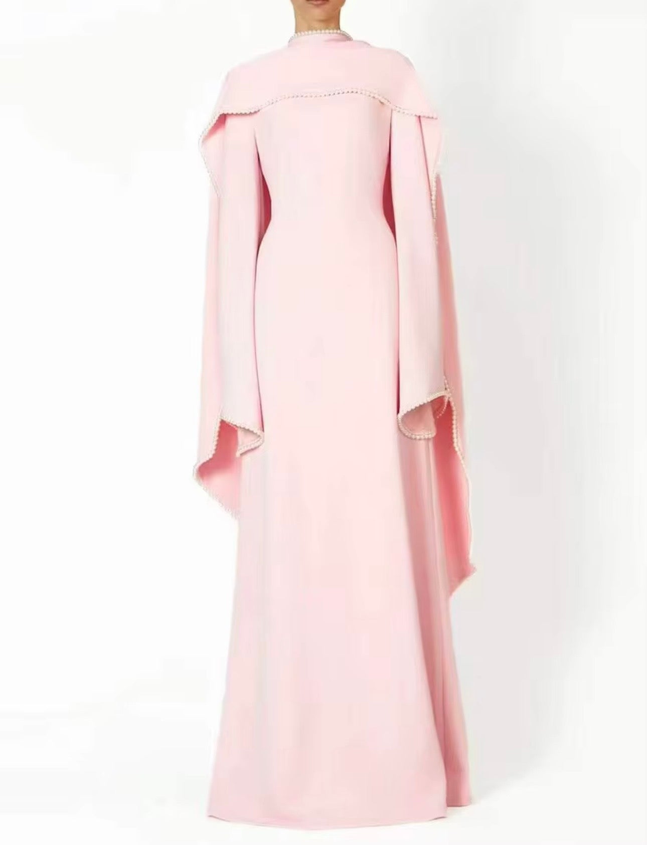 Luxury elegant dress with pear trim collar