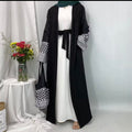 Kefiyyeh embroidery open abaya with cross body bag
